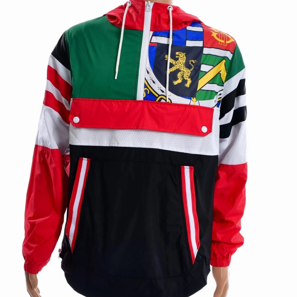 MEN’S SMOKE RISE ANORAK PULLOVER-RED/GREEN